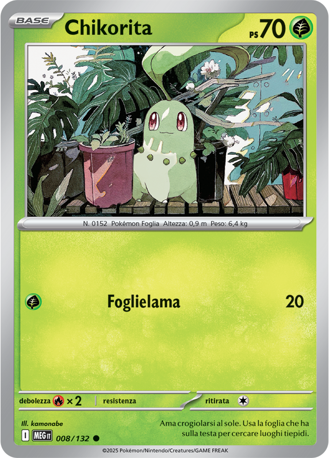 Chikorita MEG 008/132 - ITA - Near Mint - Megaevoluzione - Carta Pokemon