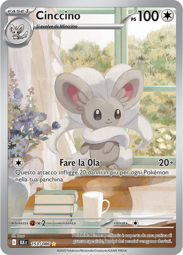 385Cinccino BLK 153/086 - ITA - Near Mint - Scarlatto e Violetto - Luce Nera - Carta Pokemon