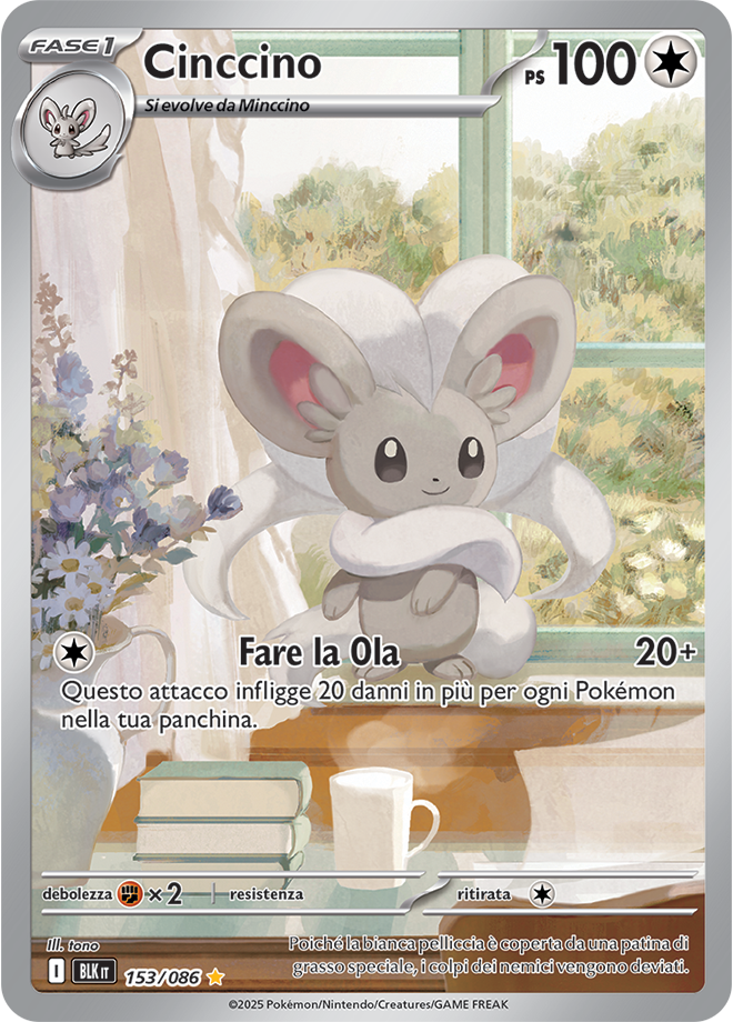 385Cinccino BLK 153/086 - ITA - Near Mint - Scarlatto e Violetto - Luce Nera - Carta Pokemon