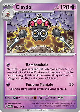 Claydol 095/197 Reverse Holo - ITA - Near Mint - Scarlatto e Violetto - Ossidiana Infuocata - Carta Pokemon