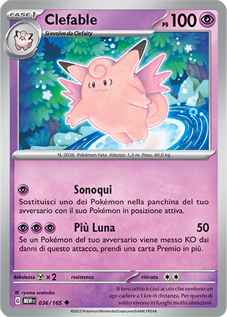 Clefable 036/165 - ITA - Mint - Scarlatto e Violetto - 151 - Carta Pokemon