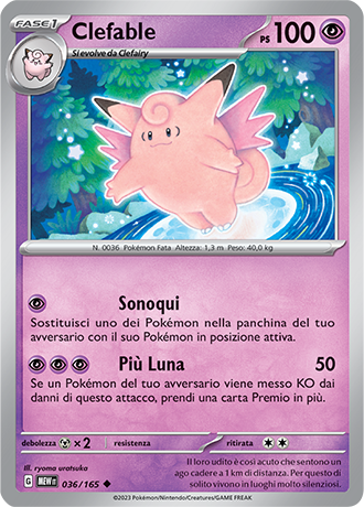 Clefable 036/165 Reverse Holo - ITA - Mint - Scarlatto e Violetto - 151 - Carta Pokemon