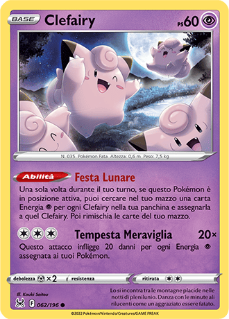 Clefairy 062/196 Reverse Holo - ITA - Near Mint - Spada e Scudo - Origine Perduta - Carta Pokemon