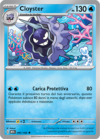 Cloyster 091/165 Reverse Holo - ITA - Mint - Scarlatto e Violetto - 151 - Carta Pokemon