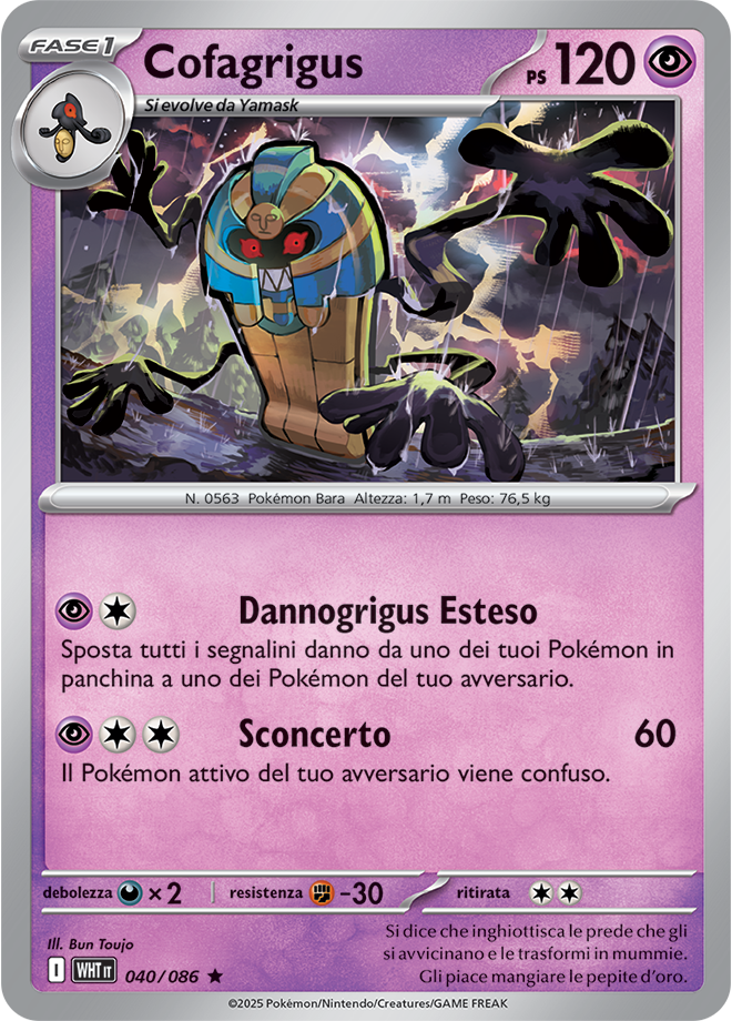 Cofagrigus WHT 040/086 Holo - ITA - Near Mint - Scarlatto e Violetto - Fuoco Bianco - Carta Pokemon