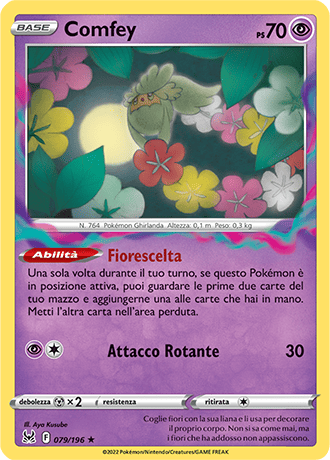 Comfey 079/196 Reverse Holo - ITA - Near Mint - Spada e Scudo - Origine Perduta - Carta Pokemon