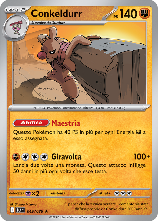 179Conkeldurr BLK 049/086 Reverse Holo - ITA - Near Mint - Scarlatto e Violetto - Luce Nera - Carta Pokemon