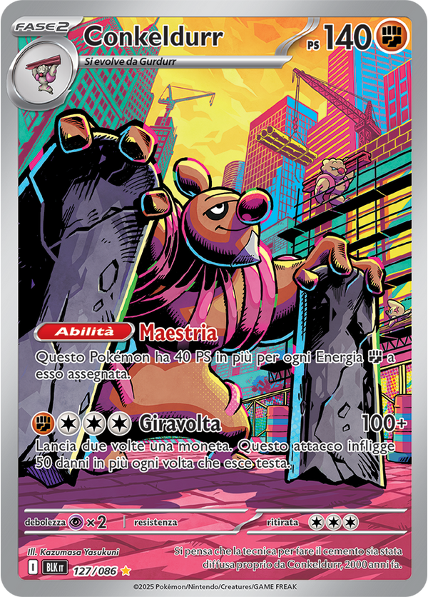359Conkeldurr BLK 127/086 - ITA - Near Mint - Scarlatto e Violetto - Luce Nera - Carta Pokemon
