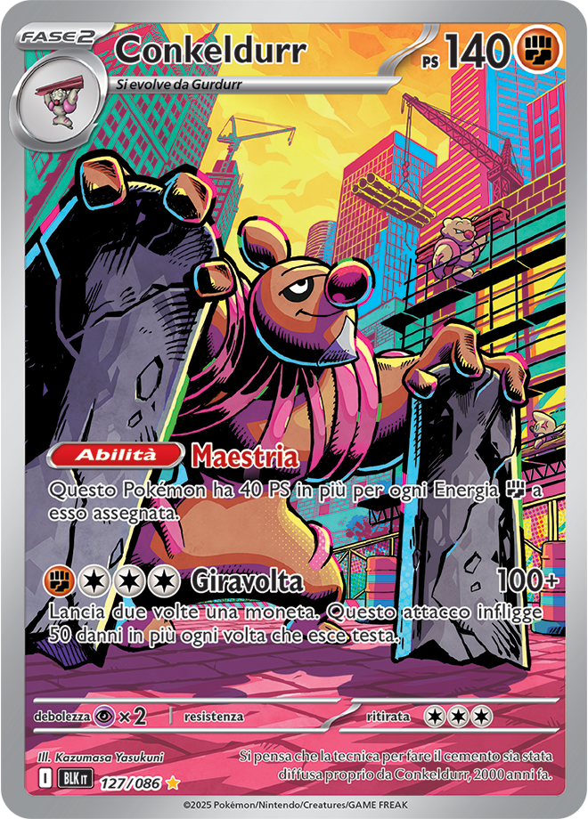359Conkeldurr BLK 127/086 - ITA - Near Mint - Scarlatto e Violetto - Luce Nera - Carta Pokemon