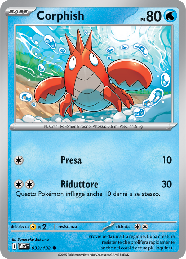 Corphish MEG 033/132 Reverse Holo - ITA - Near Mint - Megaevoluzione - Carta Pokemon