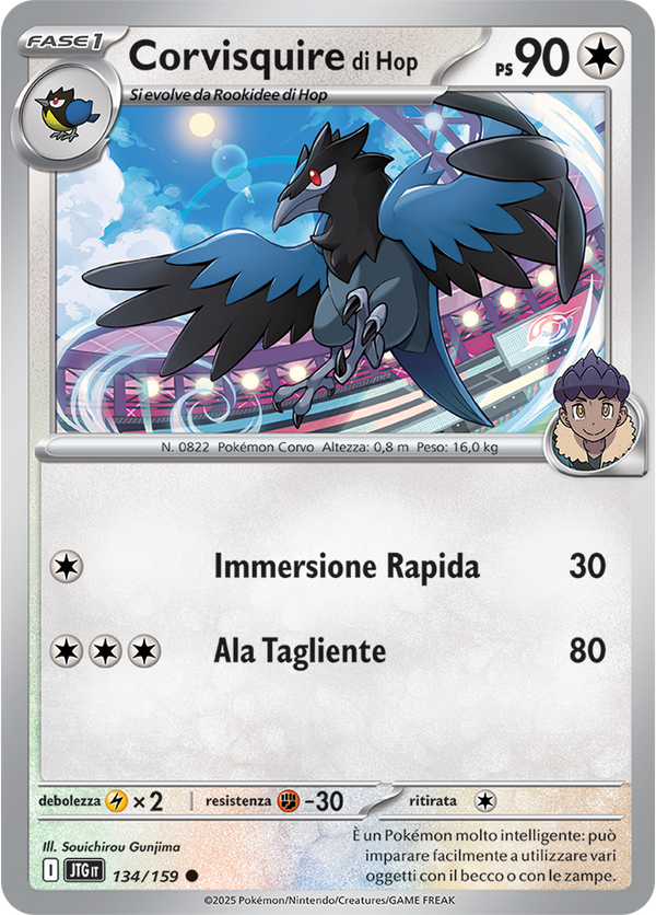Corvisquire di Hop 134/159 Reverse Holo - ITA - Near Mint - Scarlatto e Violetto - Avventure Insieme - Carta Pokemon