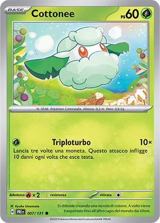 Cottonee 007/131 Reverse Holo - ITA - Near Mint - Scarlatto e Violetto - Evoluzioni Prismatiche - Carta Pokemon