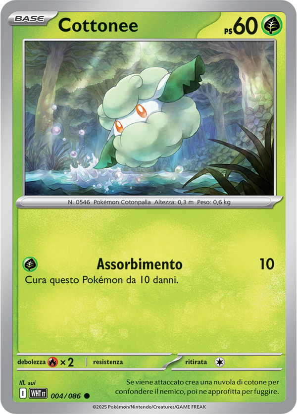 Cottonee WHT 004/086 - ITA - Near Mint - Scarlatto e Violetto - Fuoco Bianco - Carta Pokemon
