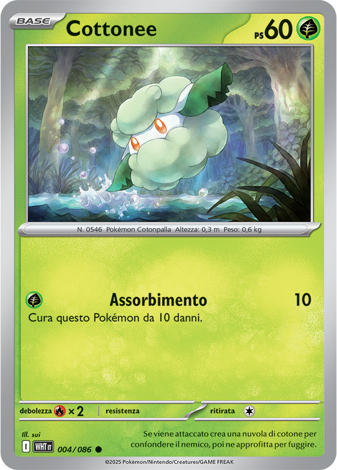 Cottonee WHT 004/086 - ITA - Near Mint - Scarlatto e Violetto - Fuoco Bianco - Carta Pokemon