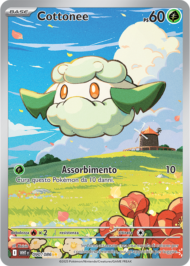 Cottonee WHT 090/086 - ITA - Near Mint - Scarlatto e Violetto - Fuoco Bianco - Carta Pokemon