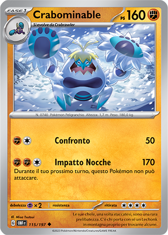Crabominable 115/197 Reverse Holo - ITA - Near Mint - Scarlatto e Violetto - Ossidiana Infuocata - Carta Pokemon
