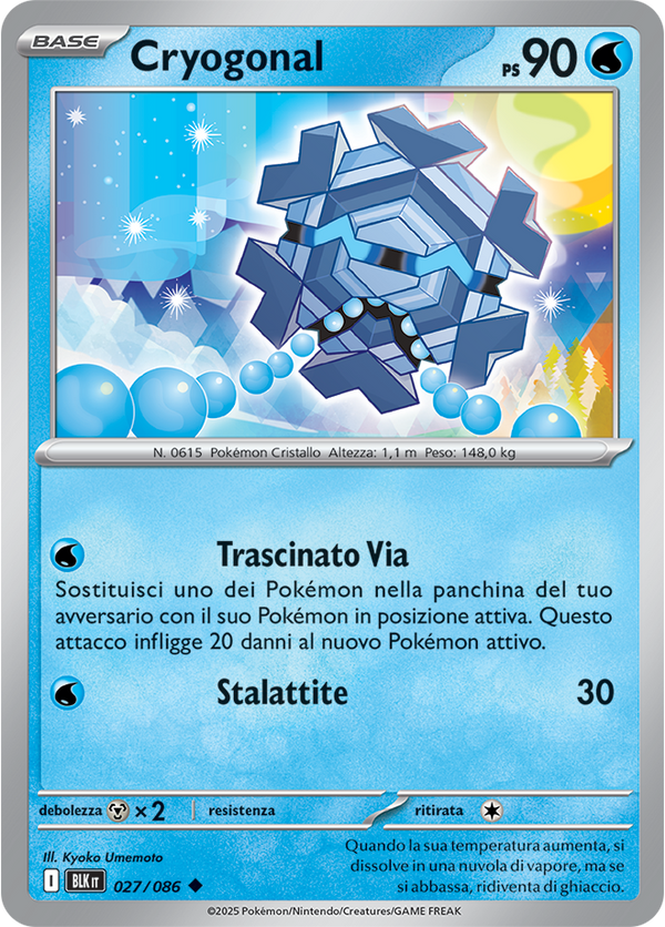 102Cryogonal BLK 027/086 - ITA - Near Mint - Scarlatto e Violetto - Luce Nera - Carta Pokemon