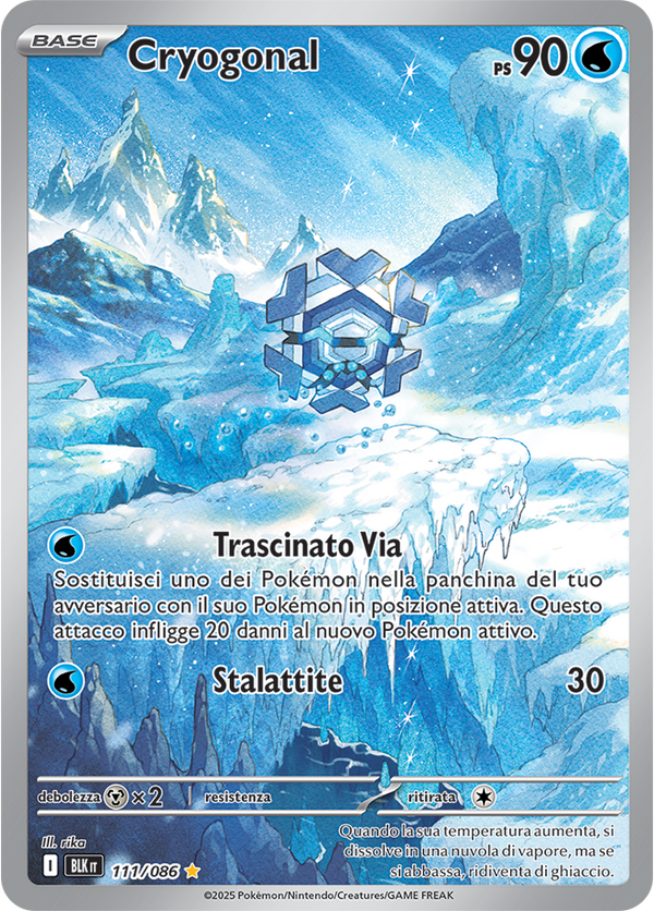 343Cryogonal BLK 111/086 - ITA - Near Mint - Scarlatto e Violetto - Luce Nera - Carta Pokemon