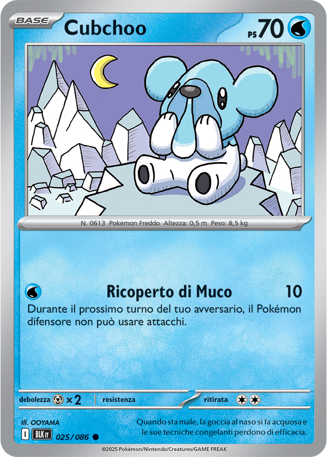 095Cubchoo BLK 025/086 Reverse Holo - ITA - Near Mint - Scarlatto e Violetto - Luce Nera - Carta Pokemon