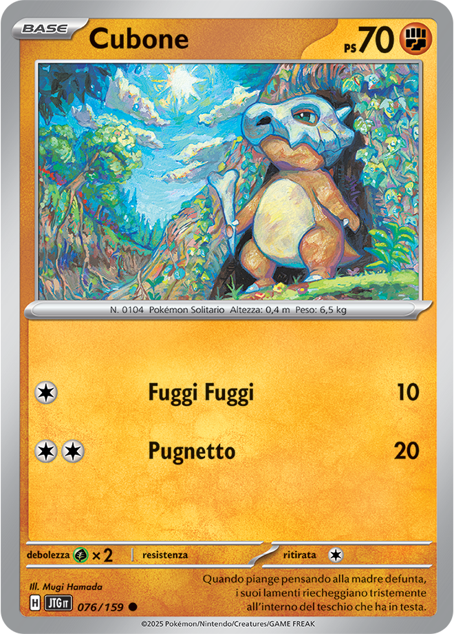 Cubone JTG 076/159 Reverse Holo - ITA - Near Mint - Scarlatto e Violetto - Avventure Insieme - Carta Pokemon