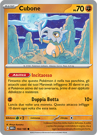 Cubone 104/165 - ITA - Near Mint - Scarlatto e Violetto - 151 - Carta Pokemon