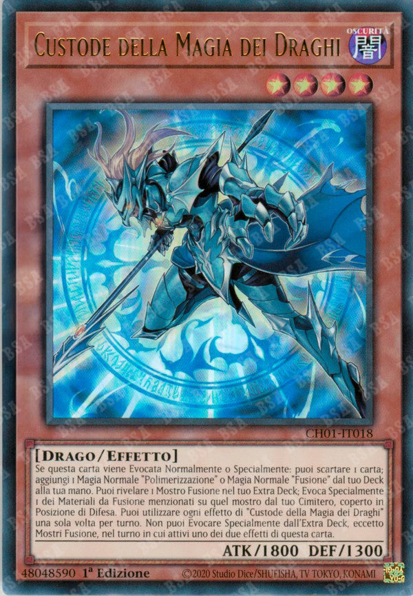 Custode della Magia dei Draghi CH01-IT018 Ultra Rare - 1a Edizione - ITA - Near Mint - I Deck delle Cronache: il Caduto & la Virtuosa - Carta Yu-Gi-Oh!