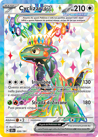 Cyclizar-ex 228/191 - ITA - Near Mint - Scarlatto e Violetto - Scintille Folgoranti - Carta Pokemon