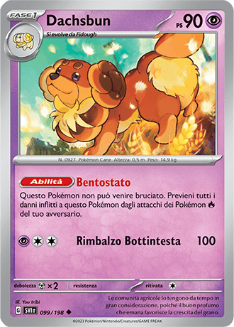 Dachsbun 099/198 Reverse Holo - ITA - Near Mint - Scarlatto e Violetto - Carta Pokemon