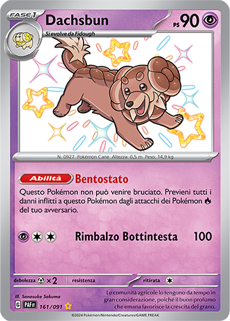 Dachsbun Shiny 161/091 - ITA - Near Mint - Scarlatto e Violetto - Destino di Paldea - Carta Pokemon