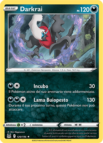 Darkrai 120/196 Reverse Holo - ITA - Near Mint - Spada e Scudo - Origine Perduta - Carta Pokemon