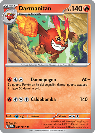 Darmanitan 035/197 Reverse Holo - ITA - Near Mint - Scarlatto e Violetto - Ossidiana Infuocata - Carta Pokemon