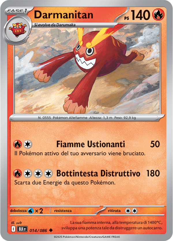 051Darmanitan BLK 014/086 Reverse Holo - ITA - Near Mint - Scarlatto e Violetto - Luce Nera - Carta Pokemon
