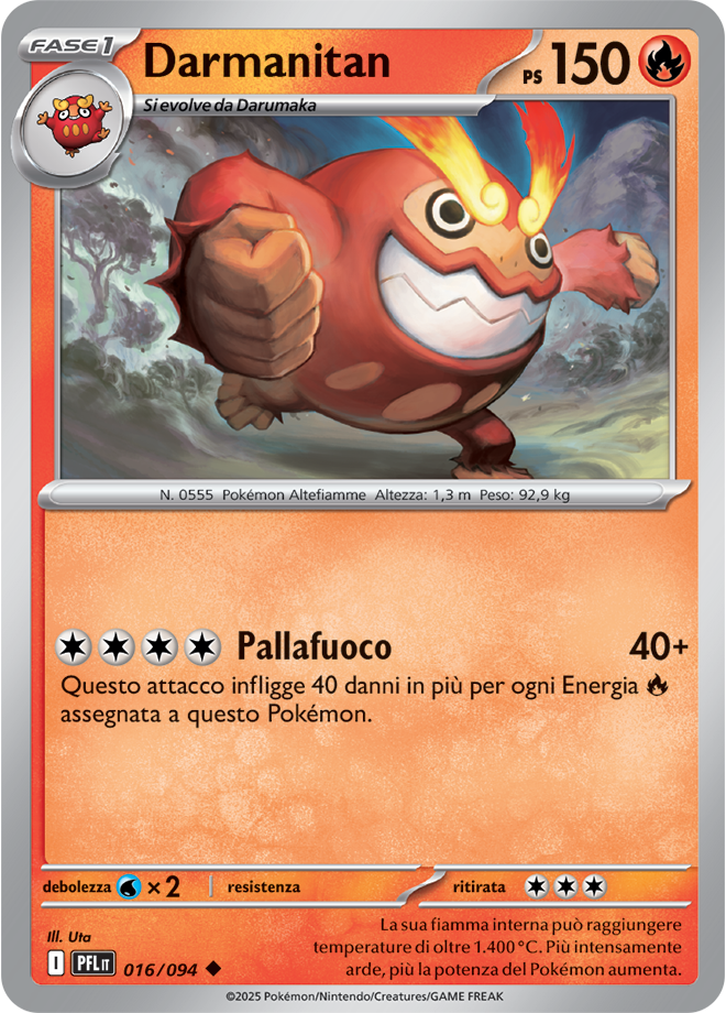 Darmanitan PFL 016/094 Reverse Holo - ITA - Near Mint - Megaevoluzione - Fiamme Spettrali - Carta Pokemon