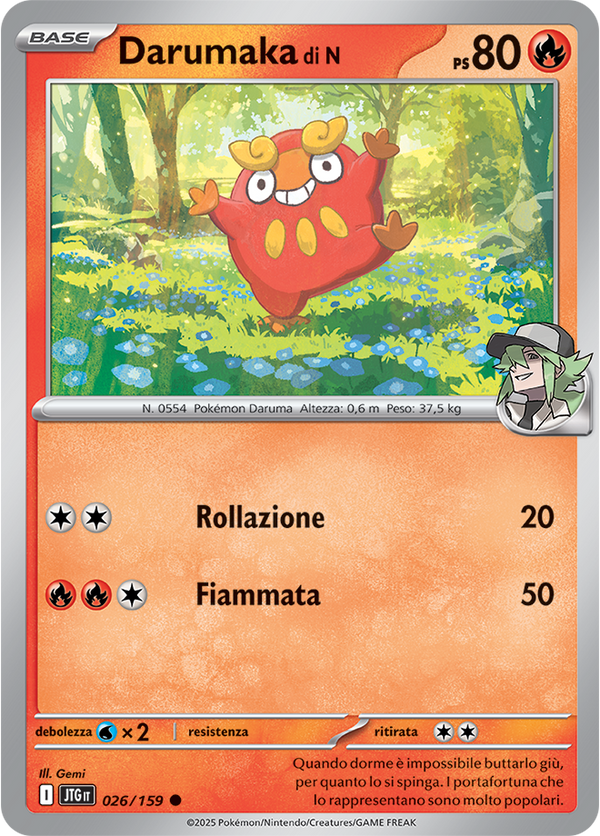 Darumaka di N 026/159 Reverse Holo - ITA - Near Mint - Scarlatto e Violetto - Avventure Insieme - Carta Pokemon