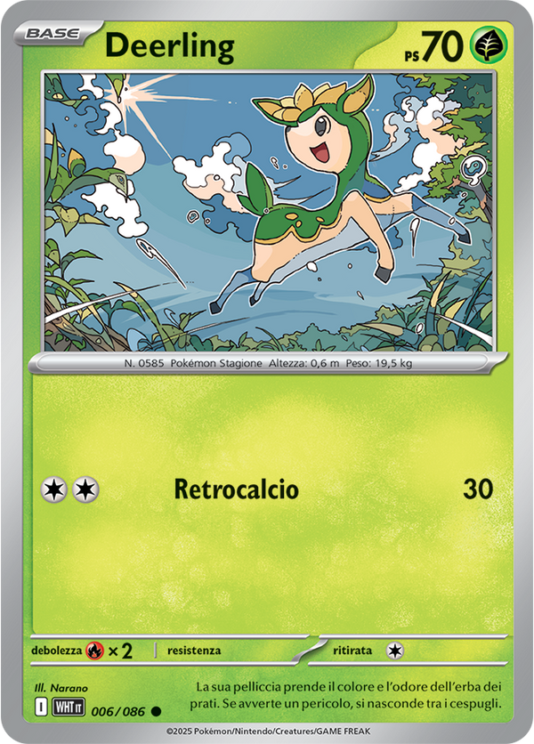 Deerling WHT 006/086 Reverse Holo - ITA - Near Mint - Scarlatto e Violetto - Fuoco Bianco - Carta Pokemon