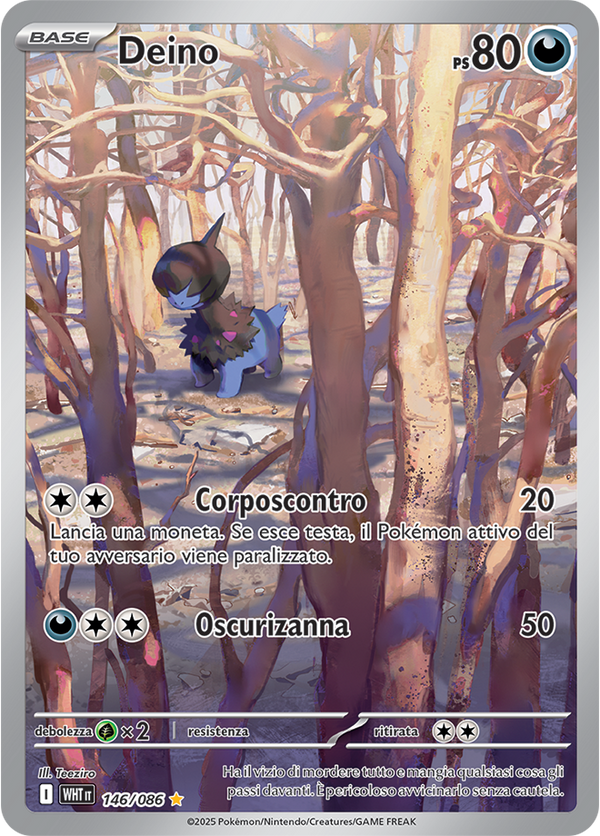Deino WHT 146/086 - ITA - Near Mint - Scarlatto e Violetto - Fuoco Bianco - Carta Pokemon