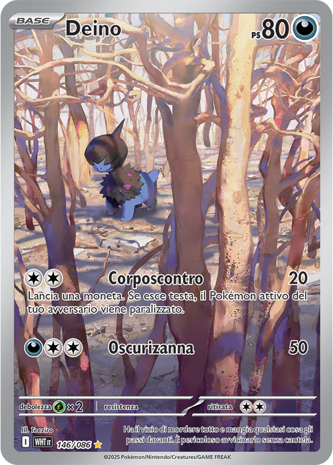 Deino WHT 146/086 - ITA - Near Mint - Scarlatto e Violetto - Fuoco Bianco - Carta Pokemon