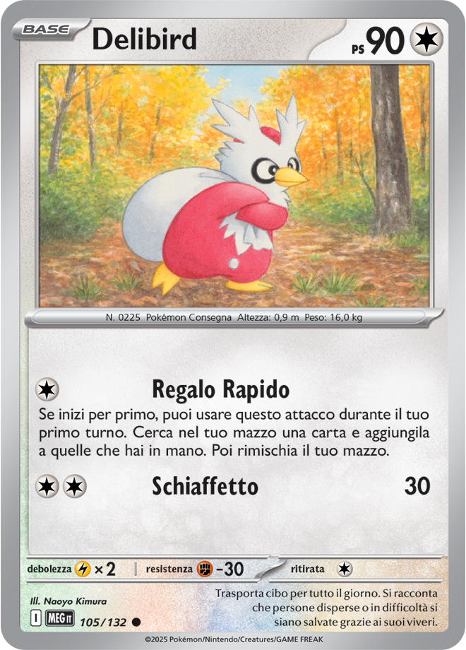 Delibird MEG 105/132 Reverse Holo - ITA - Near Mint - Megaevoluzione - Carta Pokemon