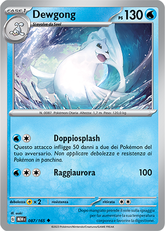 Dewgong 087/165 - ITA - Near Mint - Scarlatto e Violetto - 151 - Carta Pokemon