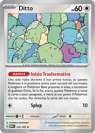 Ditto 132/165 Holo - ITA - Near Mint - Scarlatto e Violetto - 151 - Carta Pokemon