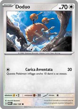 Doduo 084/165 - ITA - Mint - Scarlatto e Violetto - 151 - Carta Pokemon