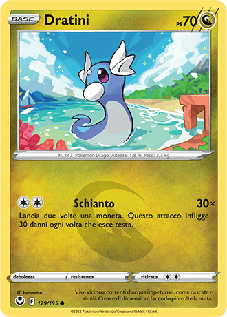 Dratini 129/195 Reverse Holo - ITA - Near Mint - Spada e Scudo - Tempesta Argentata - Carta Pokemon