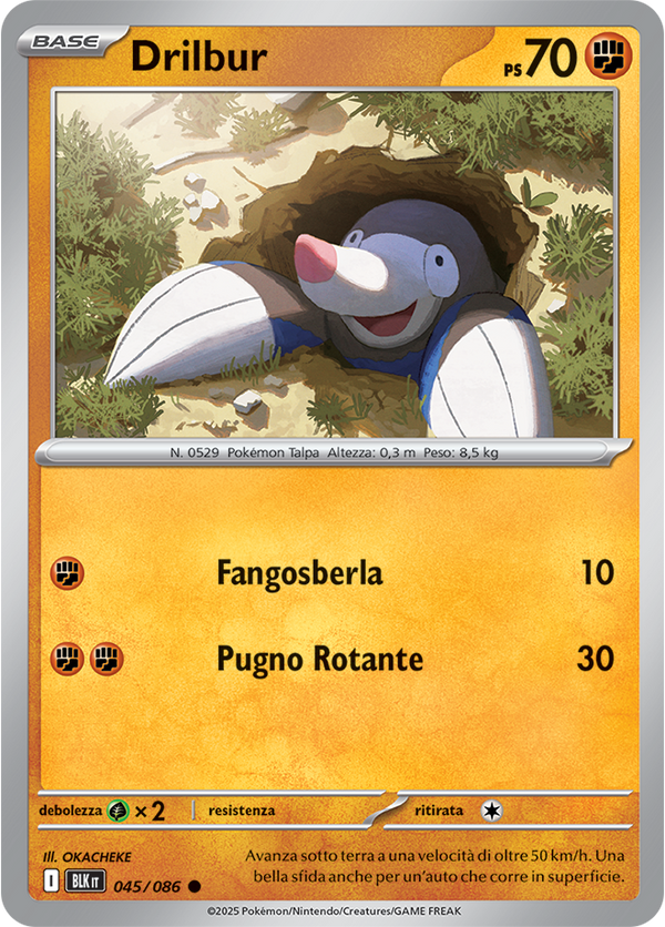 167Drilbur BLK 045/086 Reverse Holo Poke Ball - ITA - Near Mint - Scarlatto e Violetto - Luce Nera - Carta Pokemon