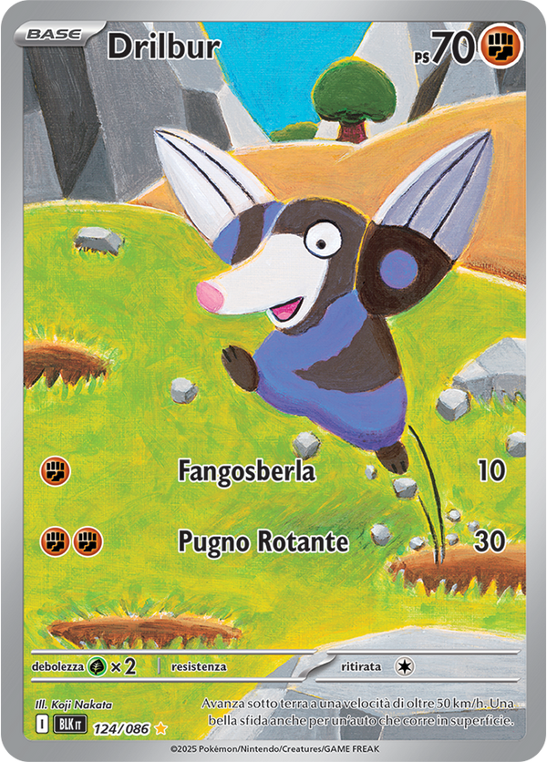 356Drilbur BLK 124/086 - ITA - Near Mint - Scarlatto e Violetto - Luce Nera - Carta Pokemon