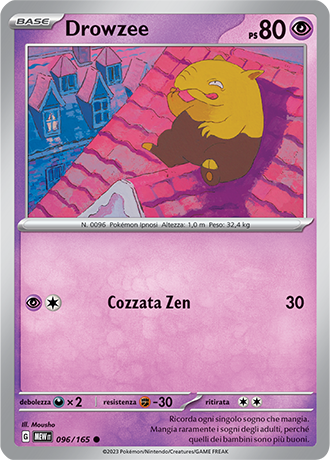 Drowzee 096/165 - ITA - Near Mint - Scarlatto e Violetto - 151 - Carta Pokemon