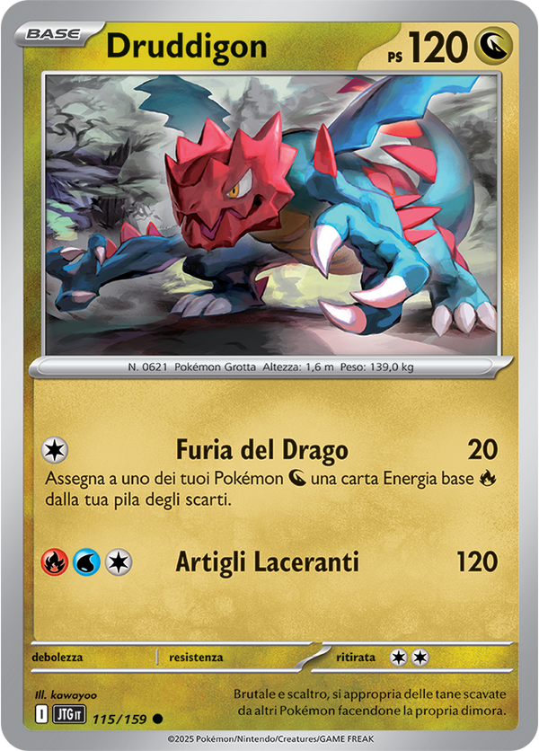 Druddigon JTG 115/159 - ITA - Near Mint - Scarlatto e Violetto - Avventure Insieme - Carta Pokemon