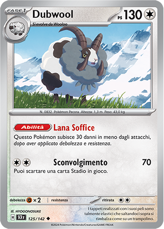 Dubwool 125/142 Reverse Holo - ITA - Near Mint - Scarlatto e Violetto - Corona Astrale - Carta Pokemon