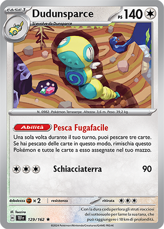 Dudunsparce 129/162 Reverse Holo - ITA - Near Mint - Scarlatto e Violetto - CronoForze - Carta Pokemon