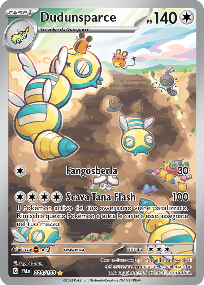 Dudunsparce 229/193 Illustrazione Rara - ITA - Mint - Scarlatto e Violetto - Evoluzioni a Paldea - Carta Pokemon