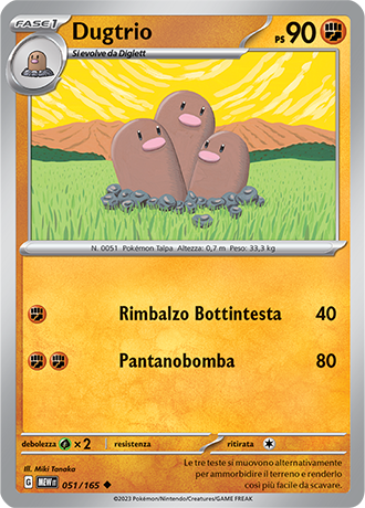 Dugtrio 051/165 Reverse Holo - ITA - Mint - Scarlatto e Violetto - 151 - Carta Pokemon